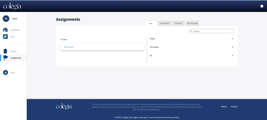 Colēgia Platform Features – From Assignments to Real-Time Messaging 12 Assignment