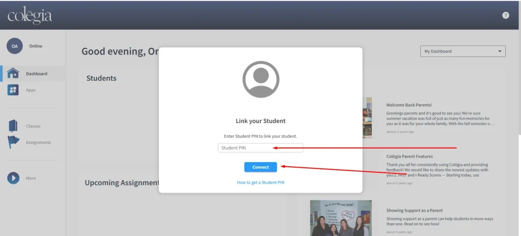 Colēgia Platform Features – From Assignments to Real-Time Messaging 5 Link Student ID
